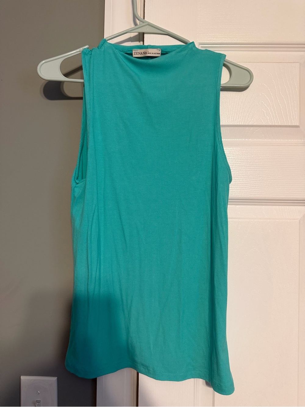 Zenana Outfitters Teal Ribbed Sleeveless Tank